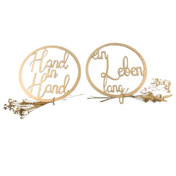 Hochzeitsschilder für Traustühle "Hand in Hand - Ein Leben Lang"