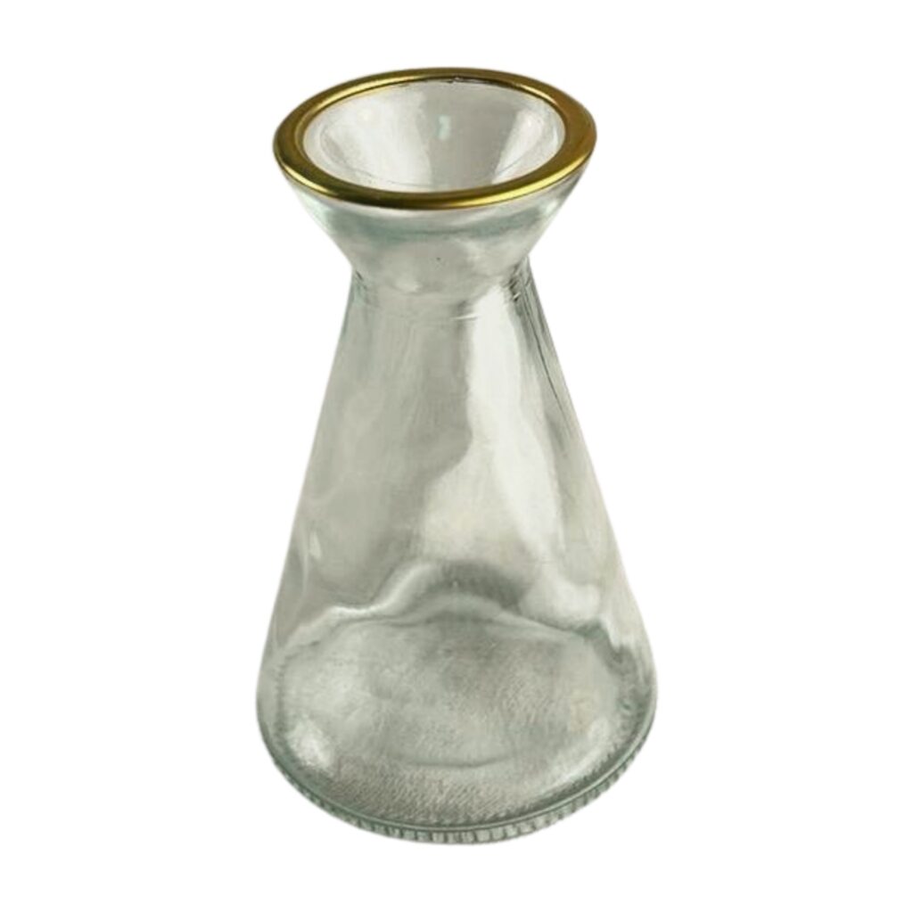 Klare Glasvase mit Goldrand - Kegelform
