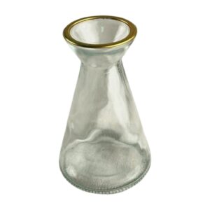 Klare Glasvase mit Goldrand - Kegelform