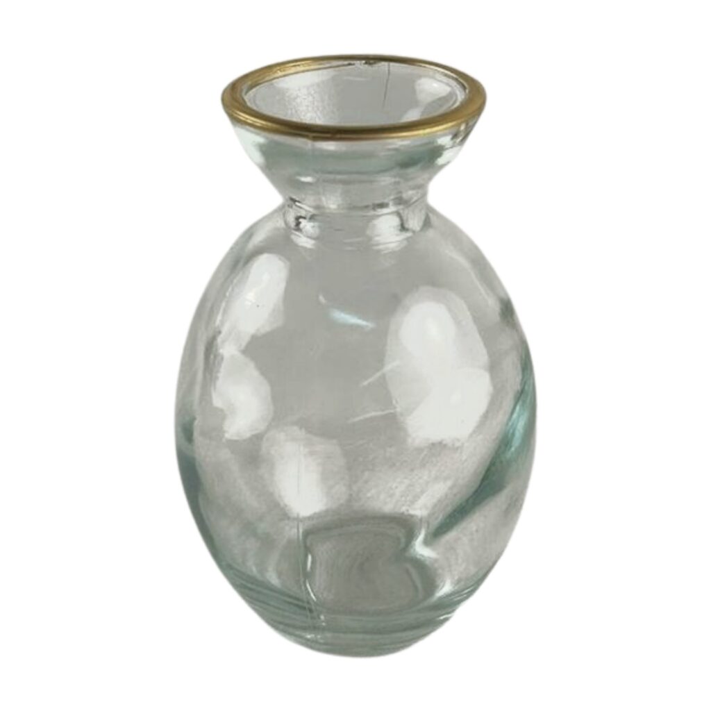 Klare Glasvase mit Goldrand - Kugelform