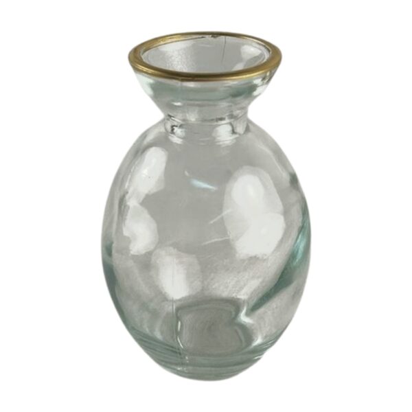 Klare Glasvase mit Goldrand - Kugelform