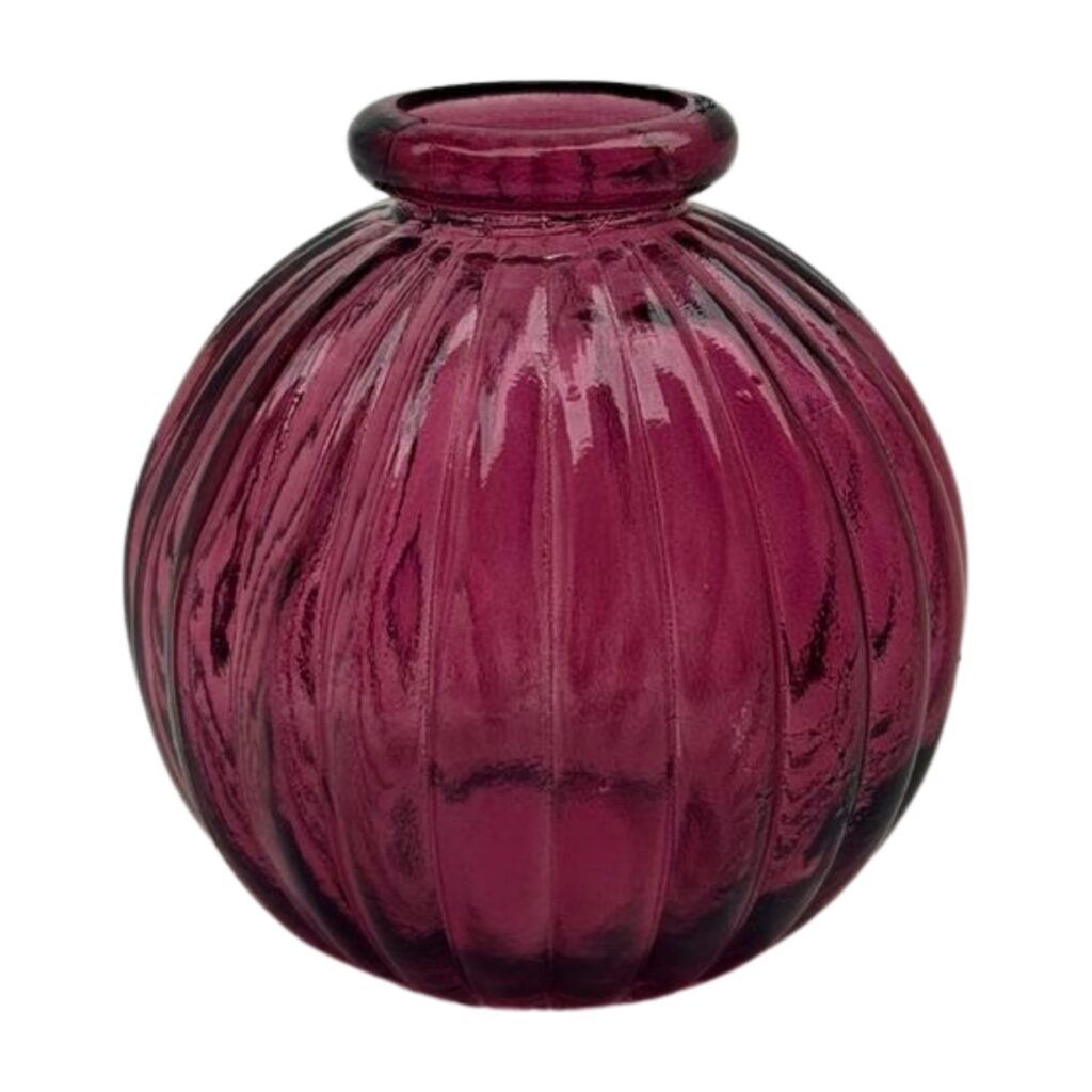 Kugelvase mit Rillen Pink