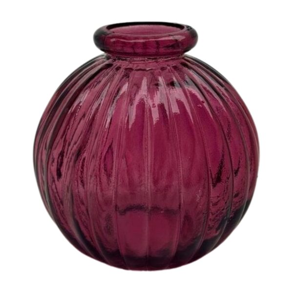Kugelvase mit Rillen Pink