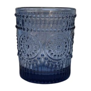 Teelichtglas blau Muster