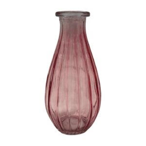 Vase schmal mit Rillen in Rosa
