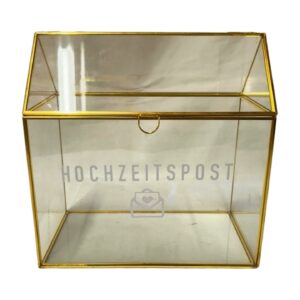 Kartenbox "Hochzeitspost" – Glas & Goldrahmen