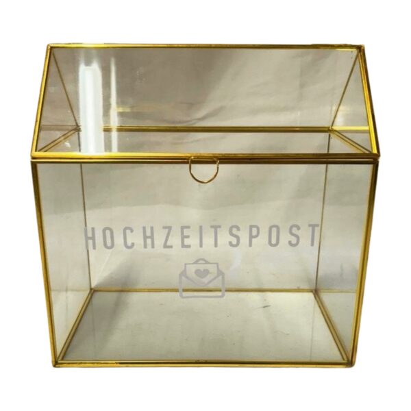 Kartenbox "Hochzeitspost" – Glas & Goldrahmen