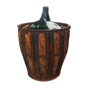 Korbflasche groß dunkel Metallgestell