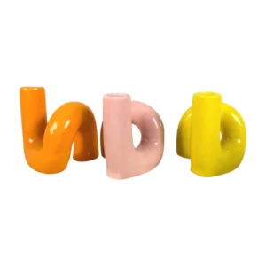 Stabkerzenhalter Keramik Gelb